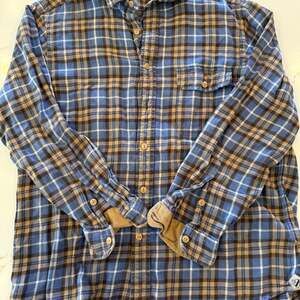 Daniel Cremieux Classics Men’s Flannel Shirt XL Blue Brown Plaid Button Front Co